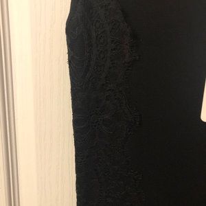 NWT black ZARA fitted midi dress with lace trim